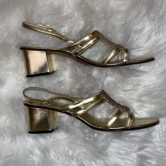 Vintage Amalfi Block Heels Size 9.5 Gold - Picture 6 of 9
